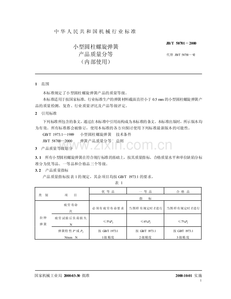 JB／T 58701-2000 小型圆柱螺旋弹簧产品质量分等.pdf_第3页