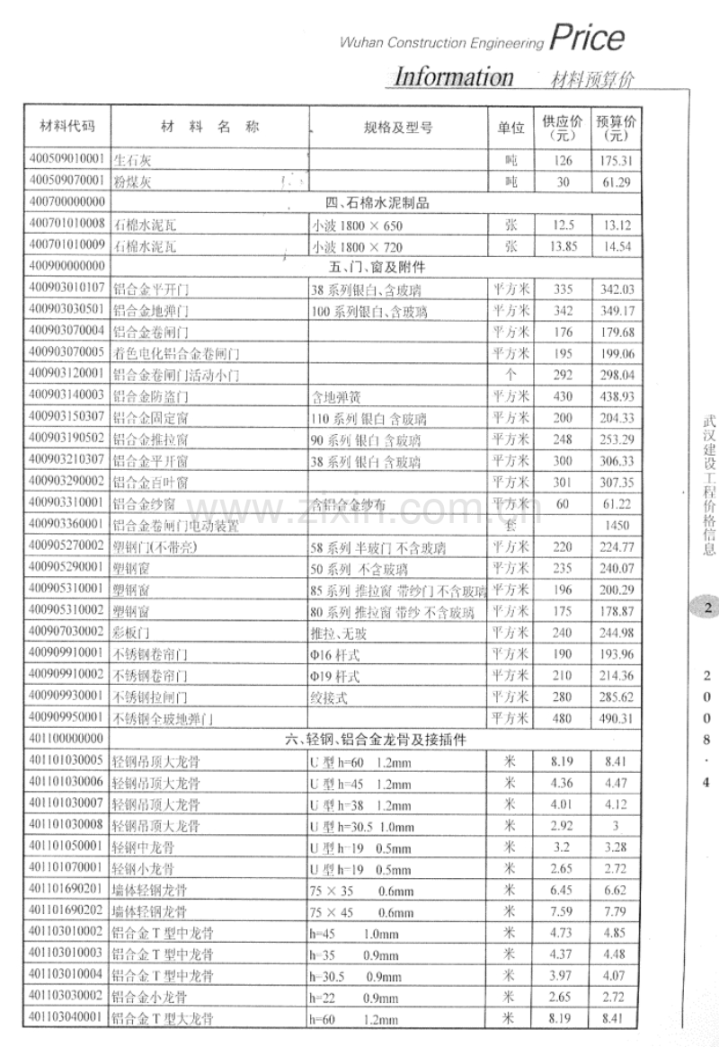 (2008年4月)武汉建设工程价格信息.pdf_第2页