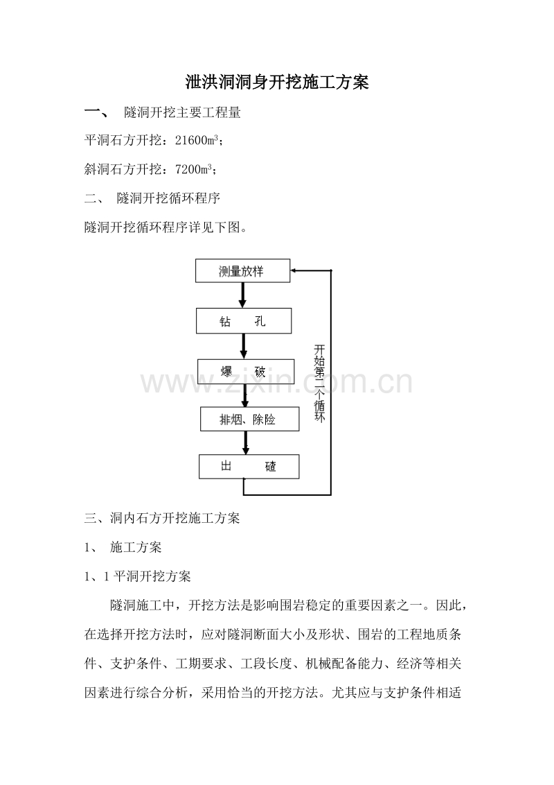 泄洪洞洞身开挖施工组织设计方案.doc_第1页