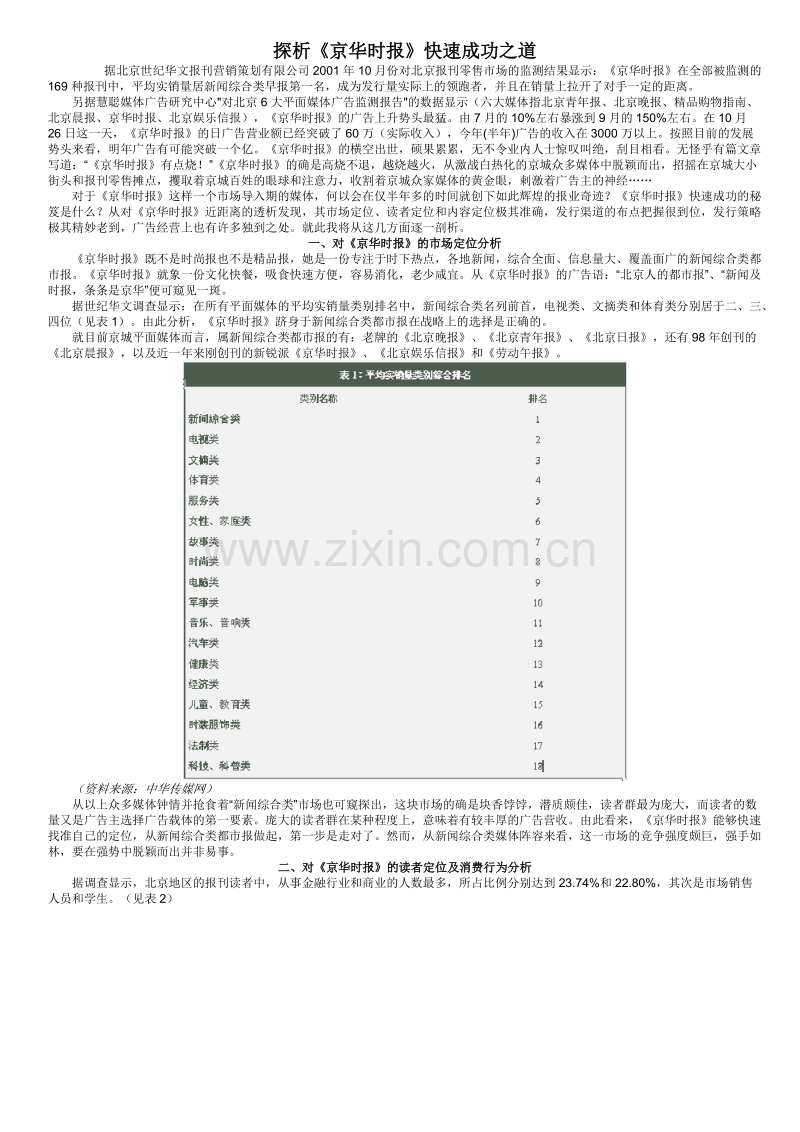 探析京华时报快速成功之道.DOC_第1页