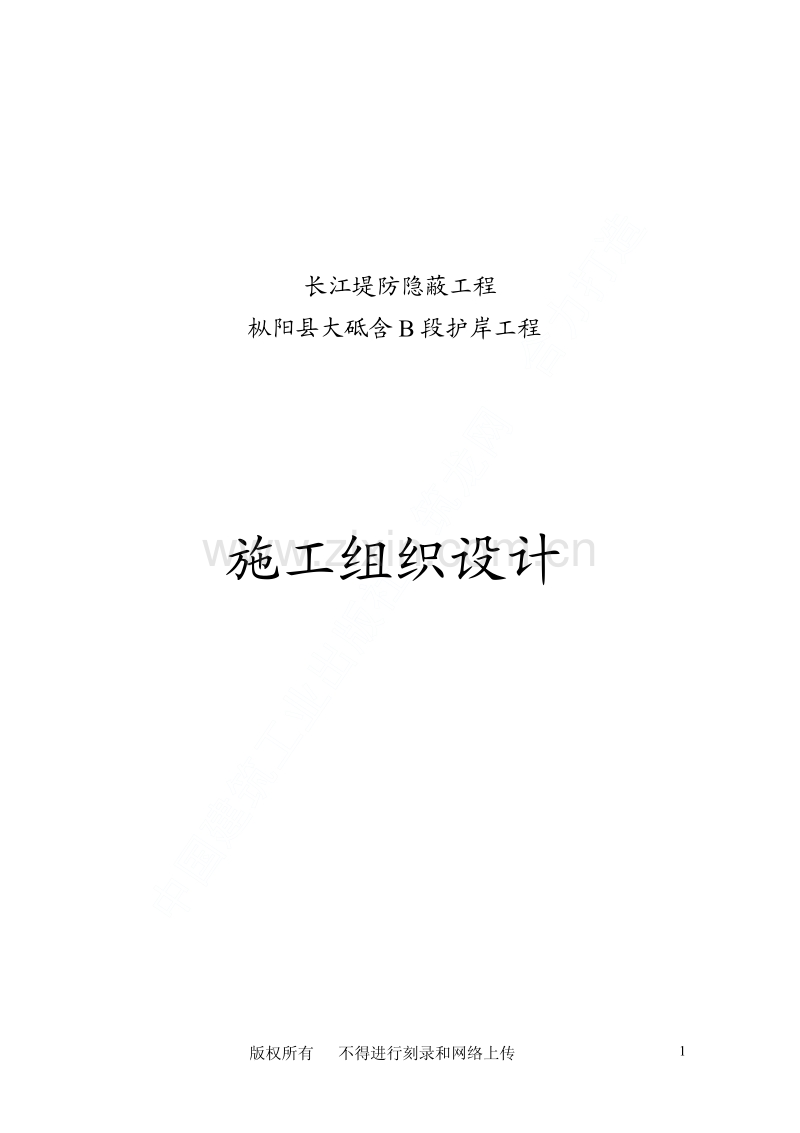 长江堤防隐蔽工程枞阳县大砥含B段护岸工程施工组织设计.pdf_第1页