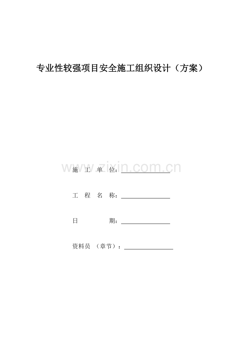 专业性较强项目安全施工组织设计（方案）.doc_第1页