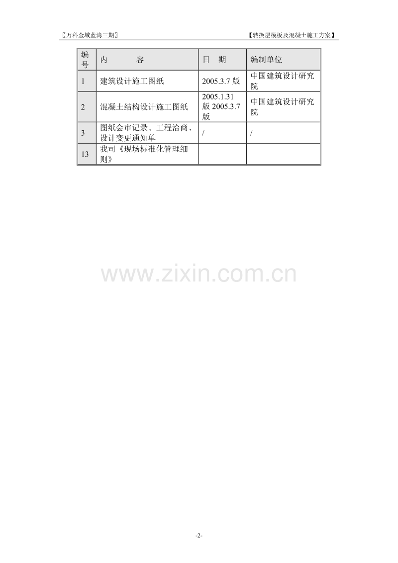 金域蓝湾三期转换层模板及混凝土施工方案.doc_第2页