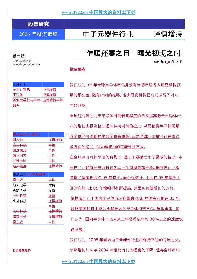 2006年电子元器件行业投资策略.doc_第1页