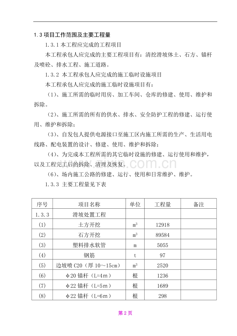 某水库左坝肩上坝公路边坡滑坡治理施工组织.doc_第2页