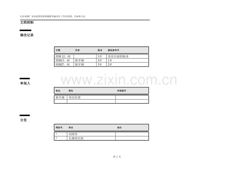 长沙卷烟厂业务流程重组和ERP实施项目-工作的范围、目标和方法.doc_第2页