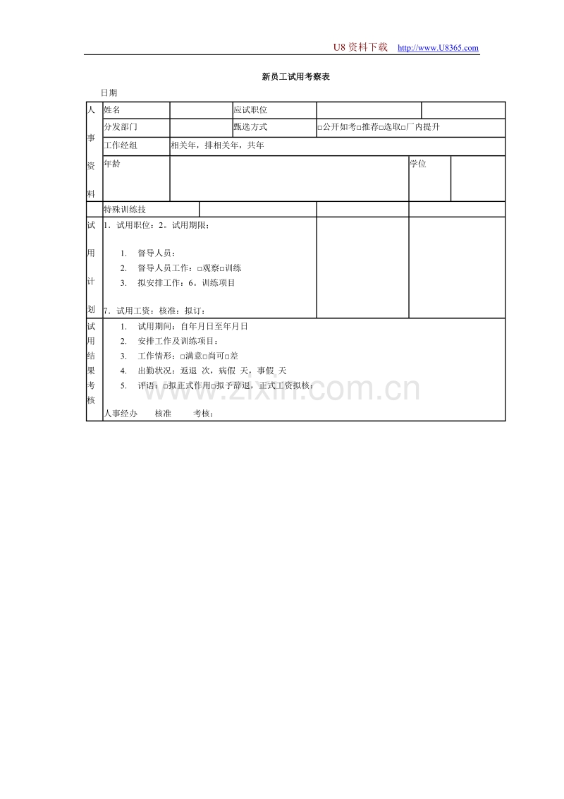 新员工试用考察表.doc_第1页