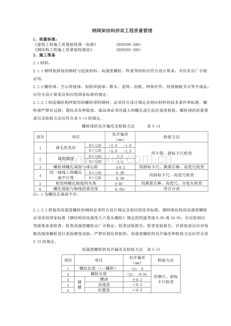 钢网架结构拼装分项工程质量管理.doc_第1页