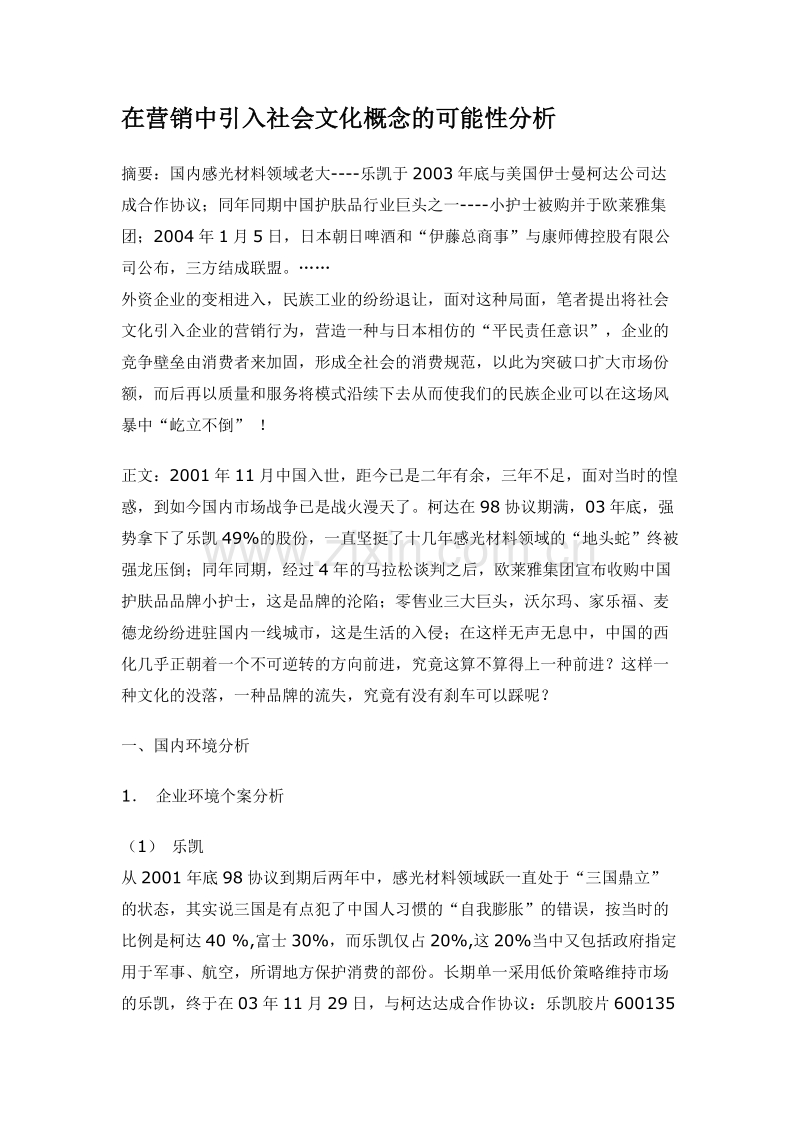 在营销中引入社会文化概念的可能性分析.doc_第1页