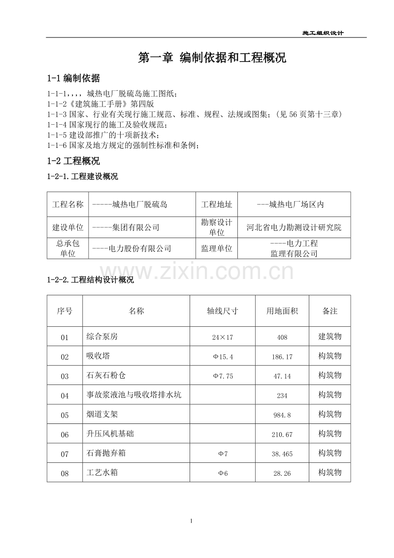 某热电厂脱硫岛施工组织设计方案.doc_第1页