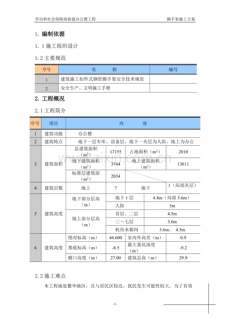 办公楼工程脚手架施工组织设计方案.doc_第1页