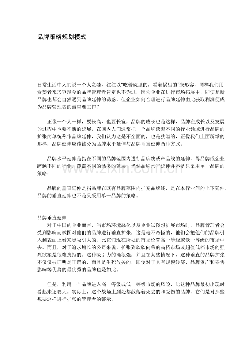 品牌策略规划模式.DOC_第1页