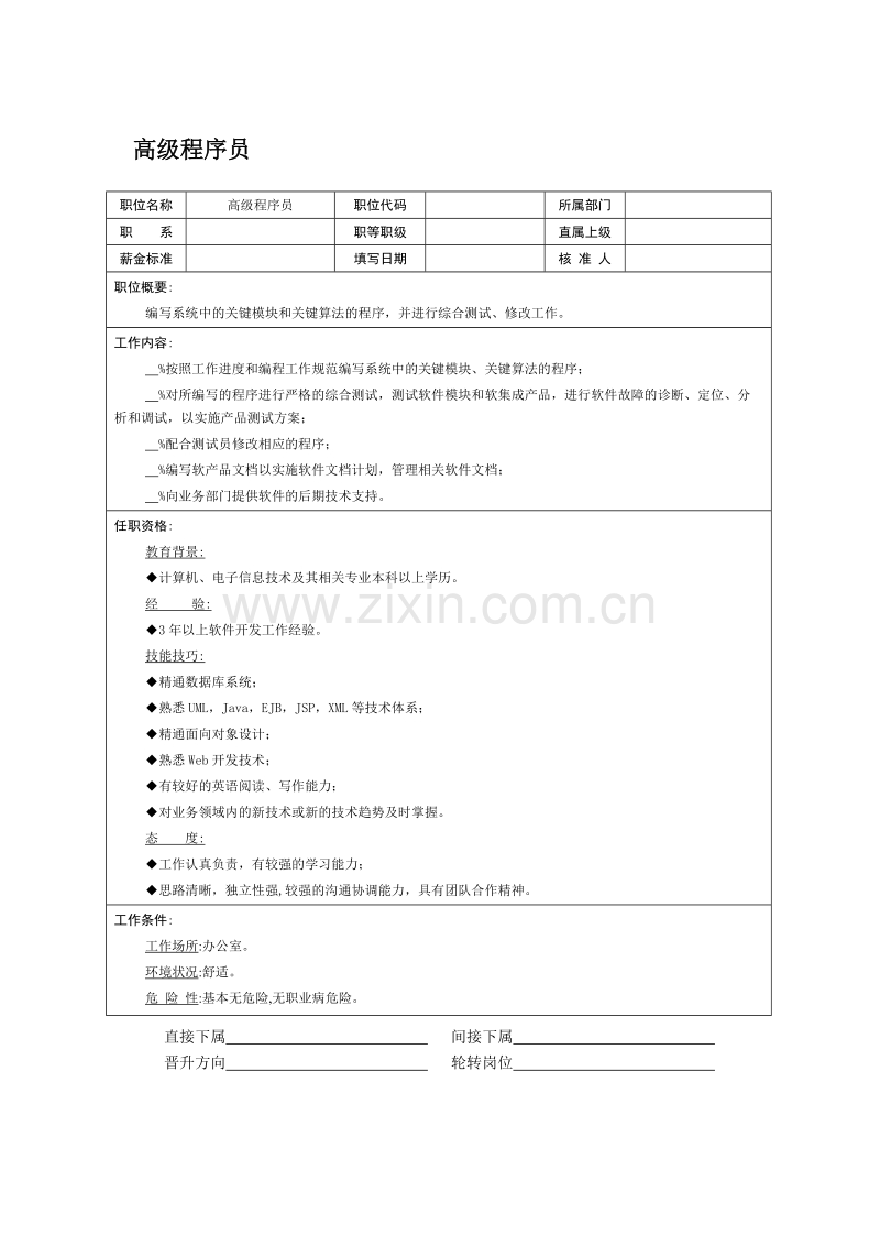 高级程序员职位说明书.doc_第1页