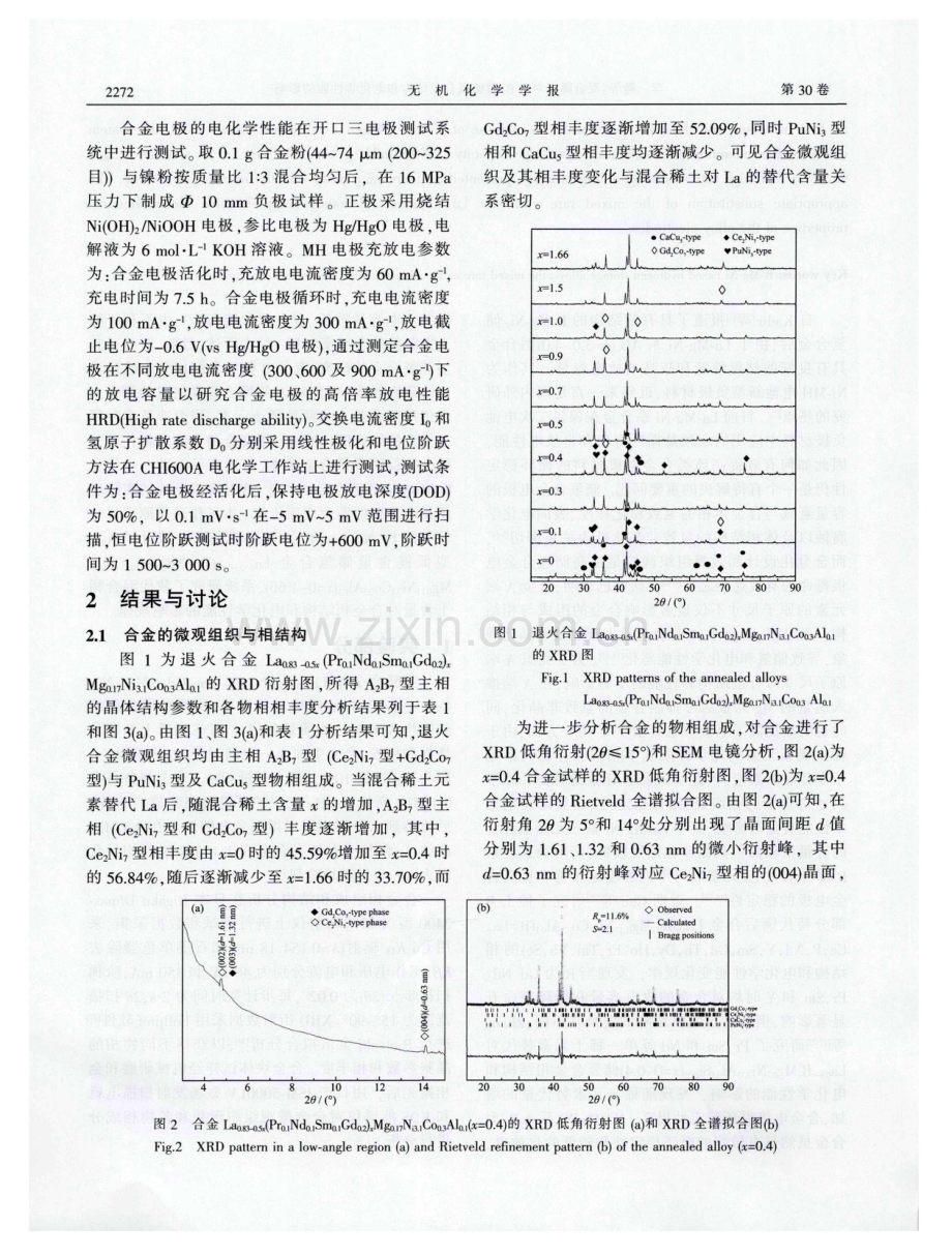 混合稀土对A2B7型储氢合金结构和电化学性能的影响.pdf_第3页