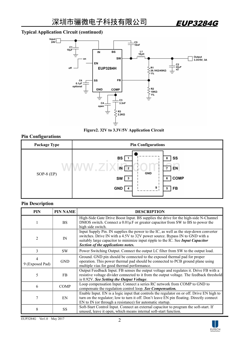 EUP3284芯片3A同步降压稳压器-骊微电子.pdf_第2页