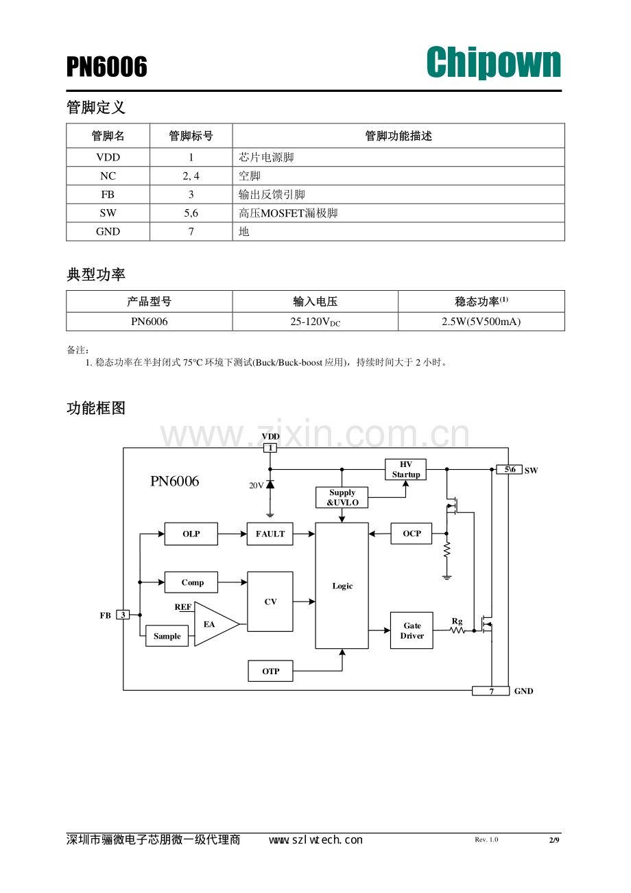 PN6006 200V高耐压电动车控制芯片-骊微电子.pdf_第2页