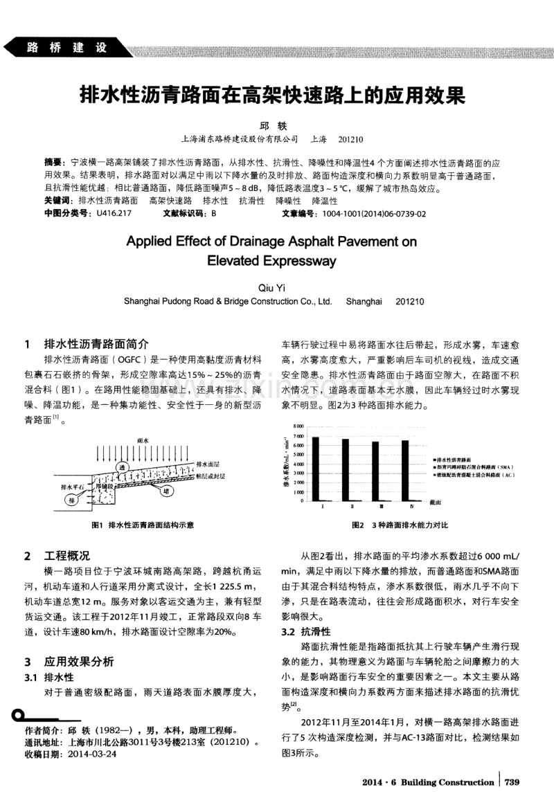 排水性沥青路面在高架快速路上的应用效果.pdf_第1页