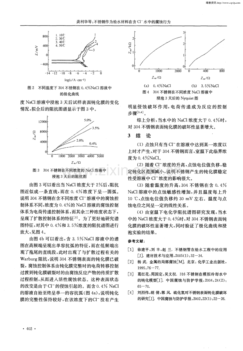 不锈钢作为给水材料在含Cl^-水中的腐蚀行为.pdf_第3页