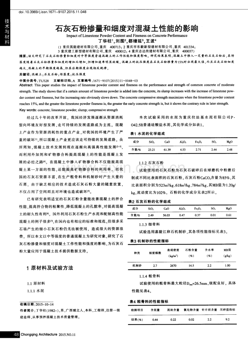 石灰石粉掺量和细度对混凝土性能的影响.pdf_第1页