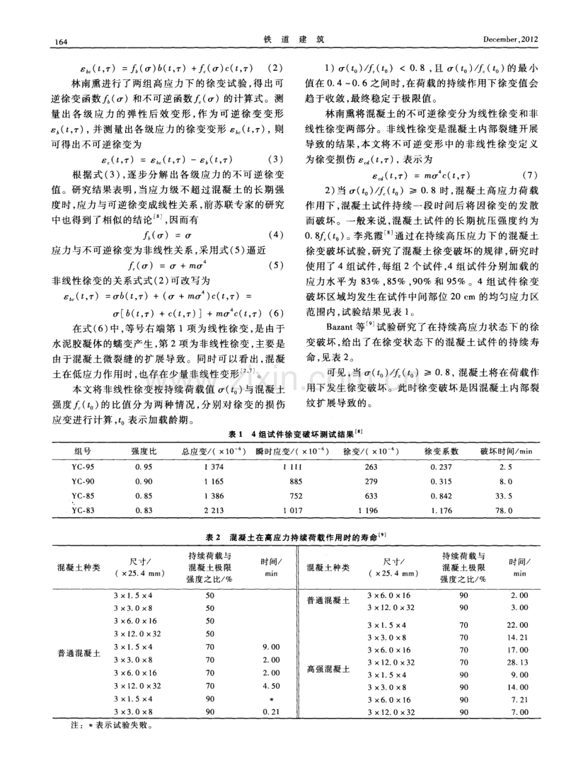 混凝土单轴受压时的徐变损伤研究.pdf_第2页