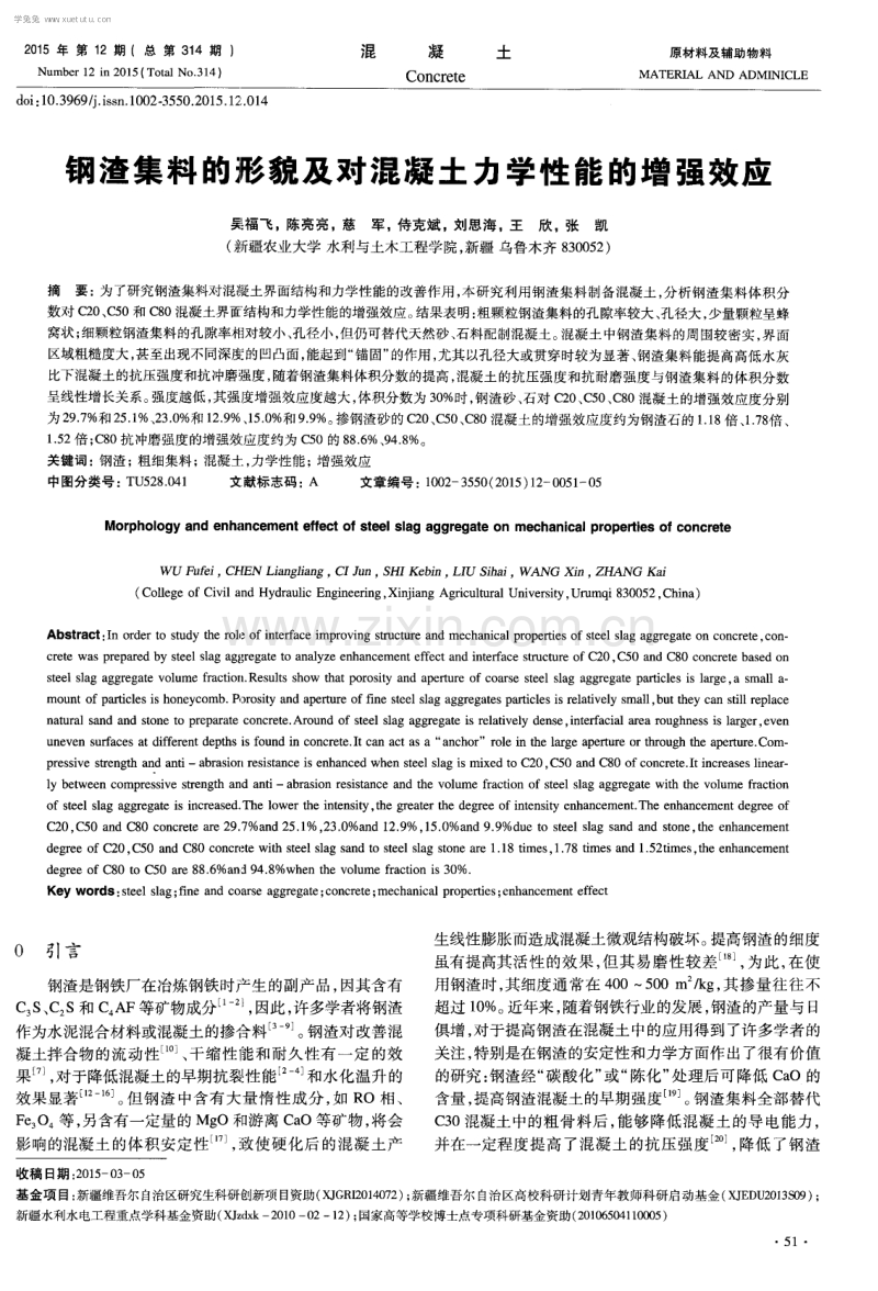 钢渣集料的形貌及对混凝土力学性能的增强效应.pdf_第1页