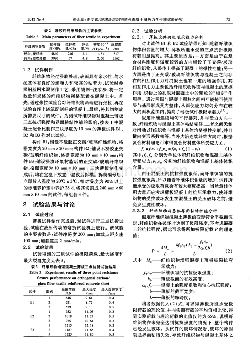 玻璃纤维织物增强混凝土薄板力学性能试验研究.pdf_第2页