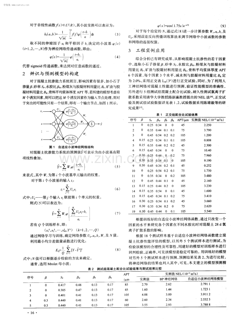 混凝土抗渗性能预测的自适应小波神经网络模型.pdf_第2页