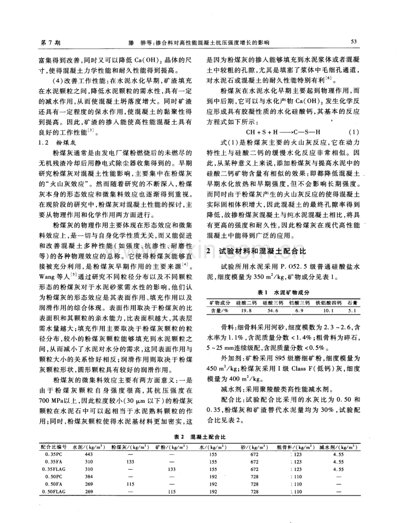 掺合料对高性能混凝土抗压强度增长的影响.pdf_第2页