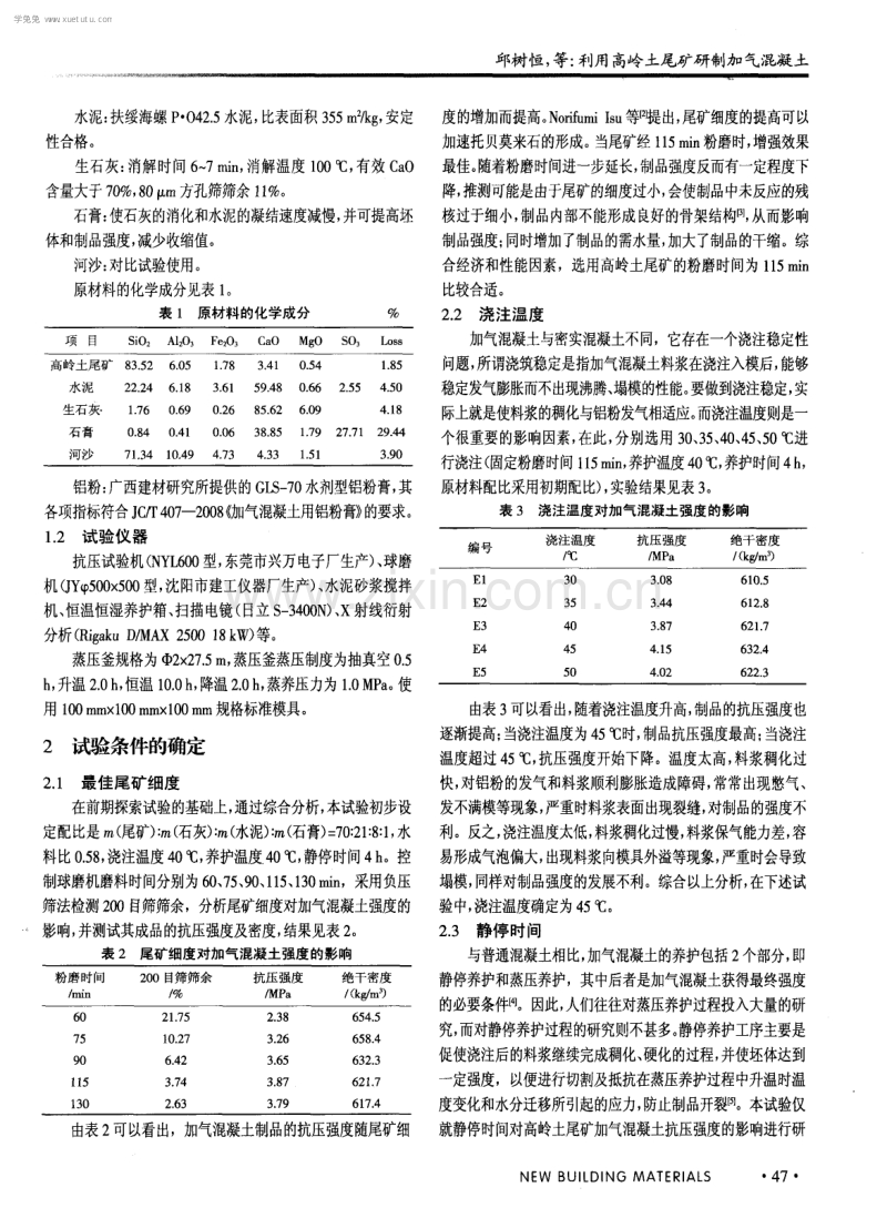 利用高岭土尾矿研制加气混凝土.pdf_第2页