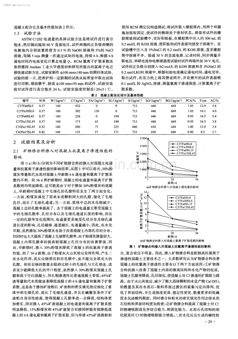 矿物掺合料的掺入对混凝土抗氯离子渗透性能影响的评价与研究.pdf_第2页