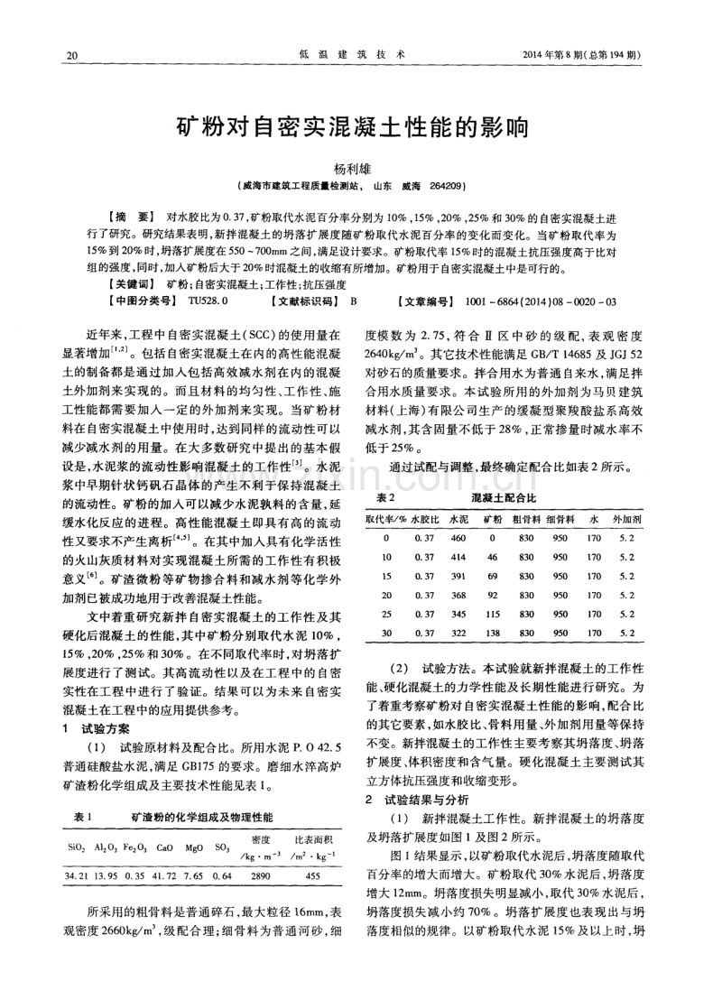 矿粉对自密实混凝土性能的影响.pdf_第1页