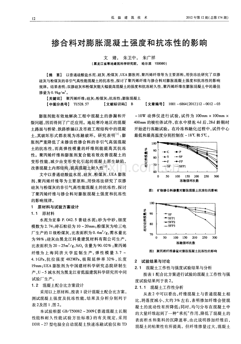 掺合料对膨胀混凝土强度和抗冻性的影响.pdf_第1页