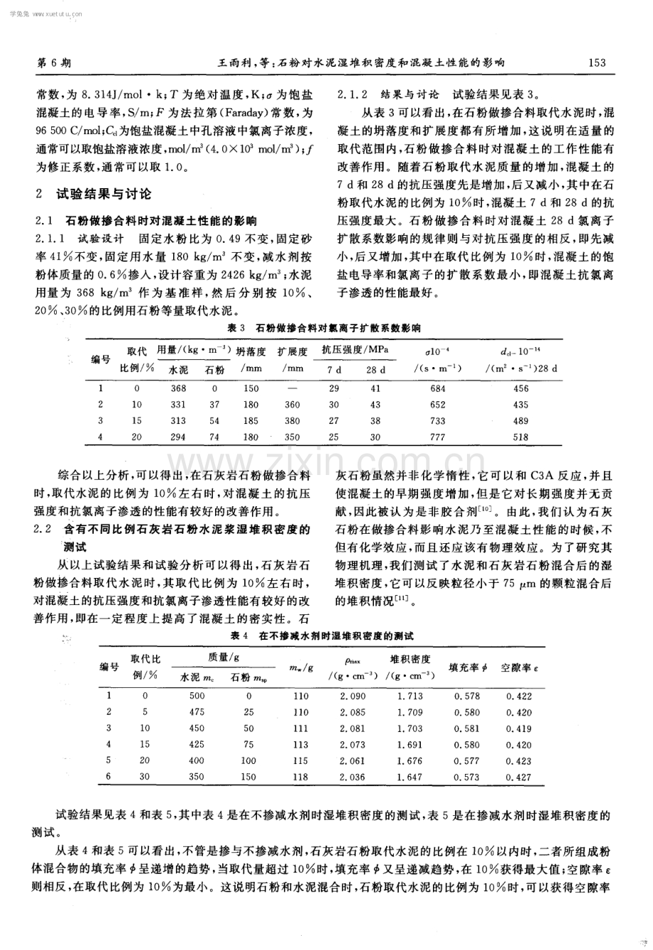 石粉对水泥湿堆积密度和混凝土性能的影响.pdf_第3页