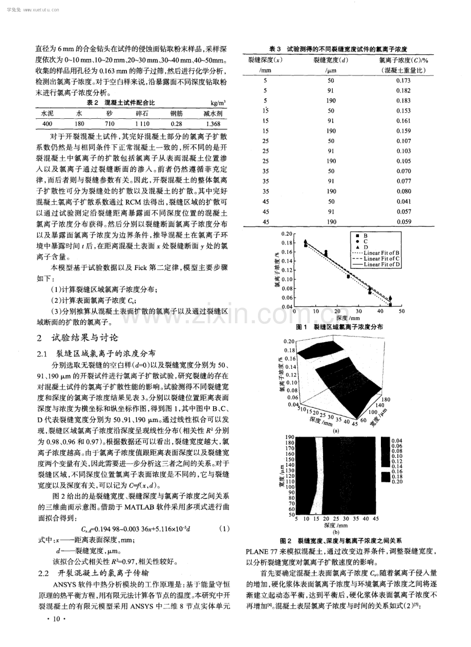 开裂混凝土中氯离子传输的数值模拟.pdf_第2页