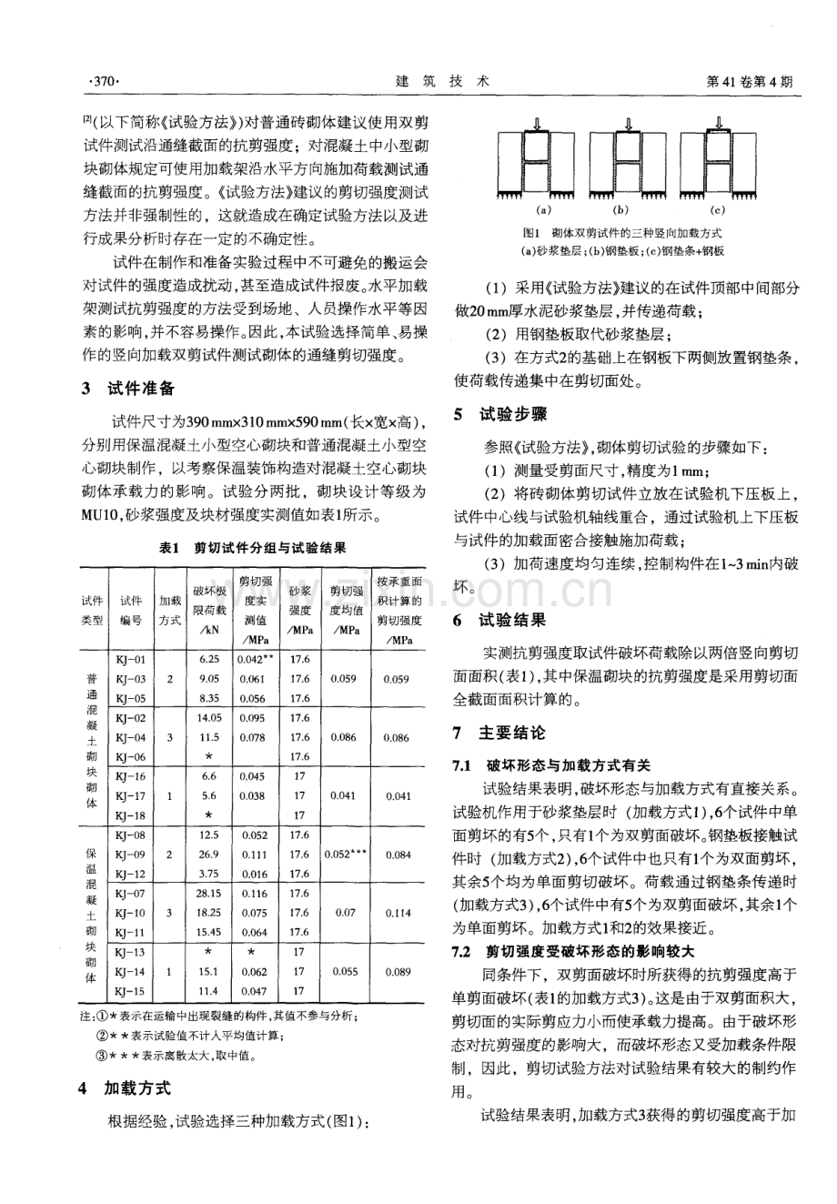 试验方法对保温复合混凝土空心砌块砌体抗剪强度的影响.pdf_第2页