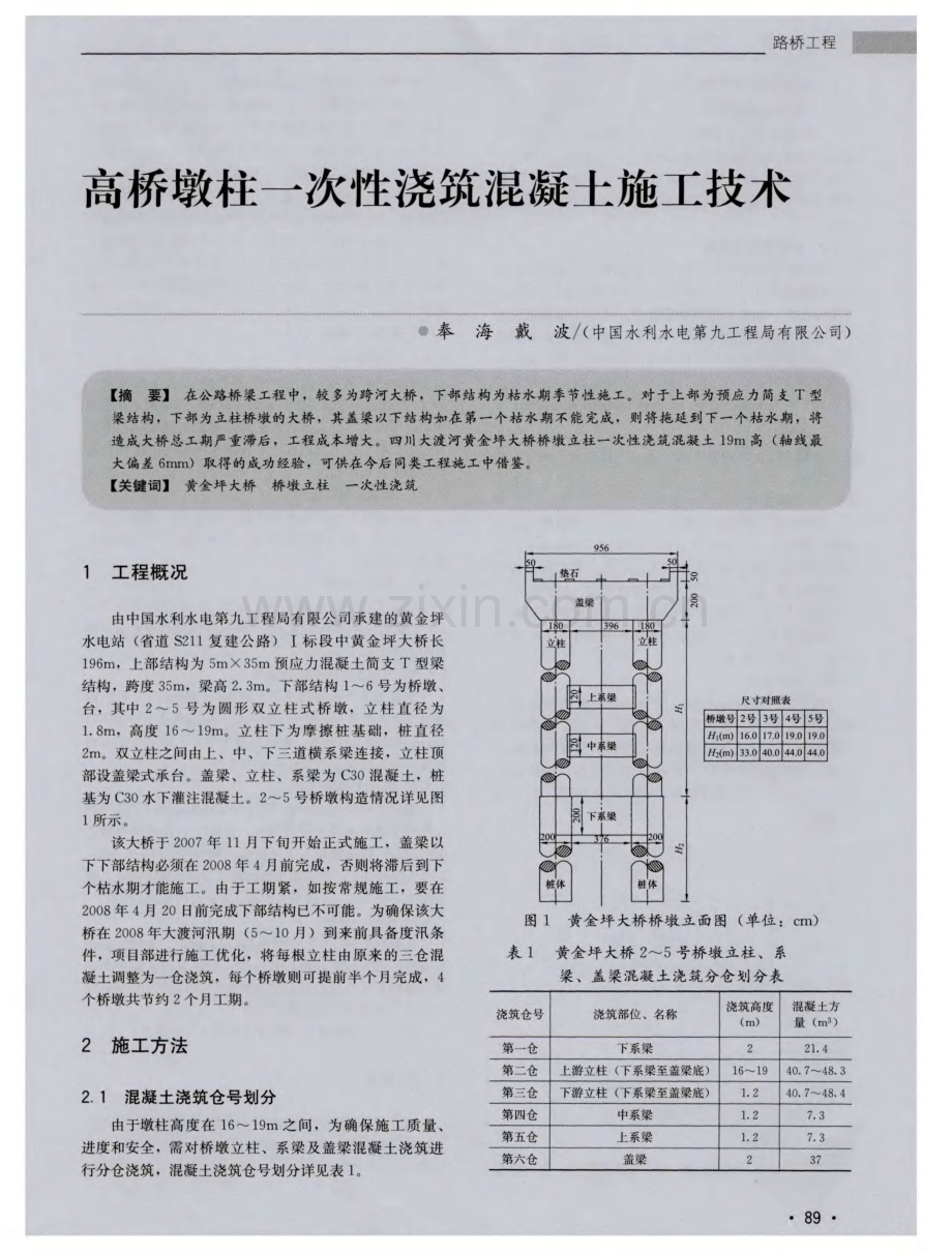 高桥墩柱一次性浇筑混凝土施工技术.pdf_第1页