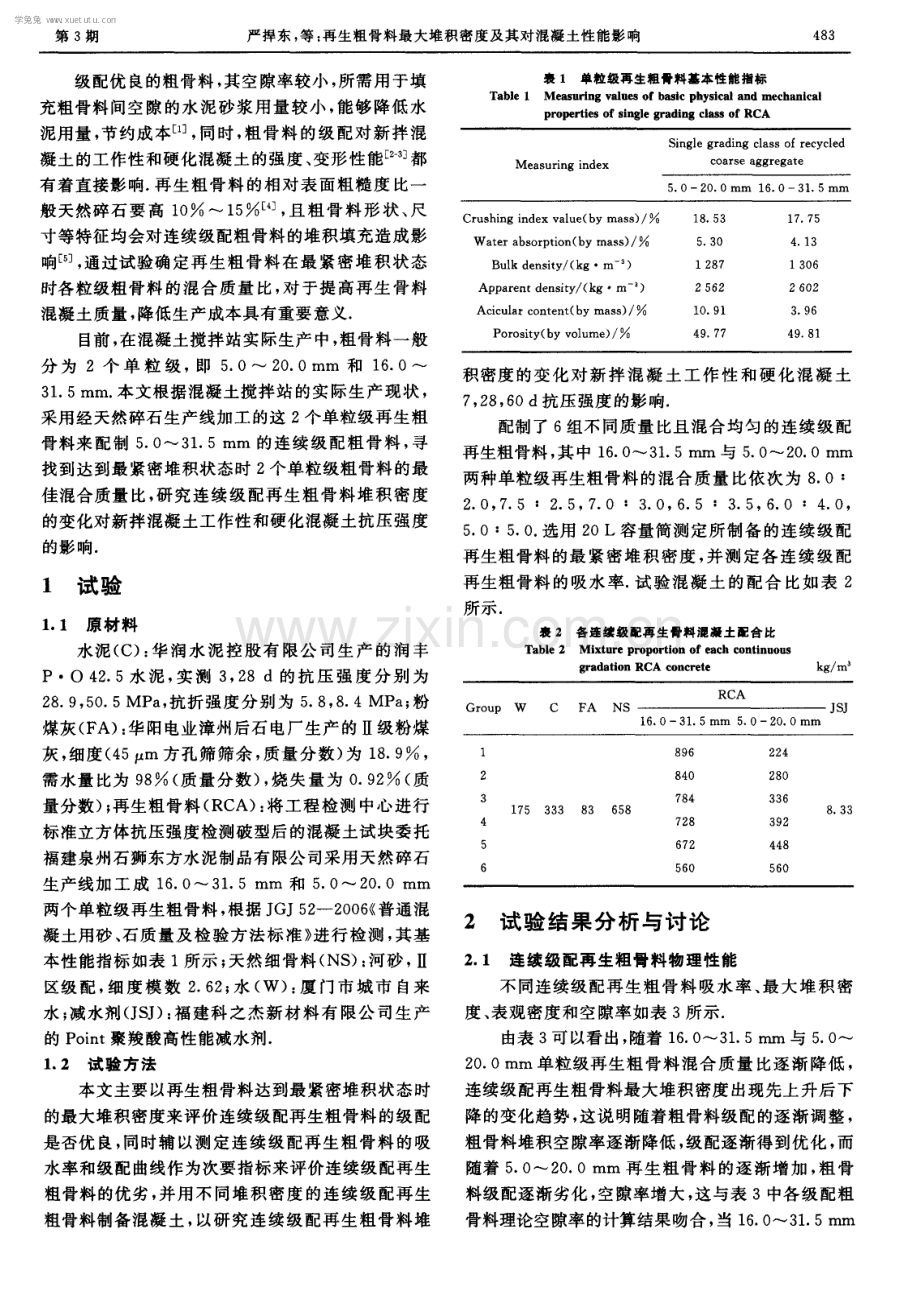 再生粗骨料最大堆积密度及其对混凝土性能影响.pdf_第2页