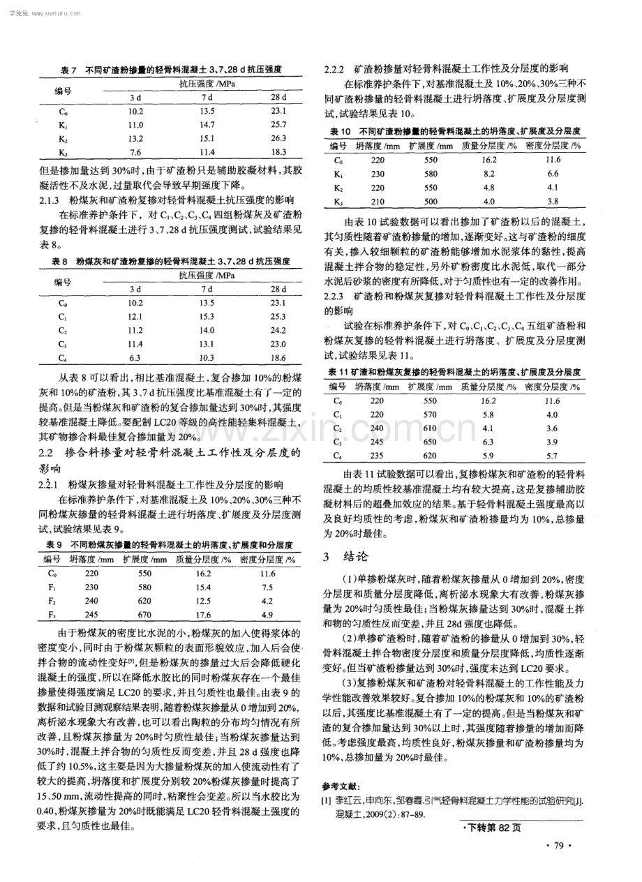 矿物掺合料对轻骨料混凝土抗离析性能影响的研究.pdf_第3页