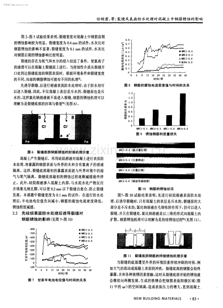 裂缝及表面防水处理对混凝土中钢筋锈蚀的影响.pdf_第3页