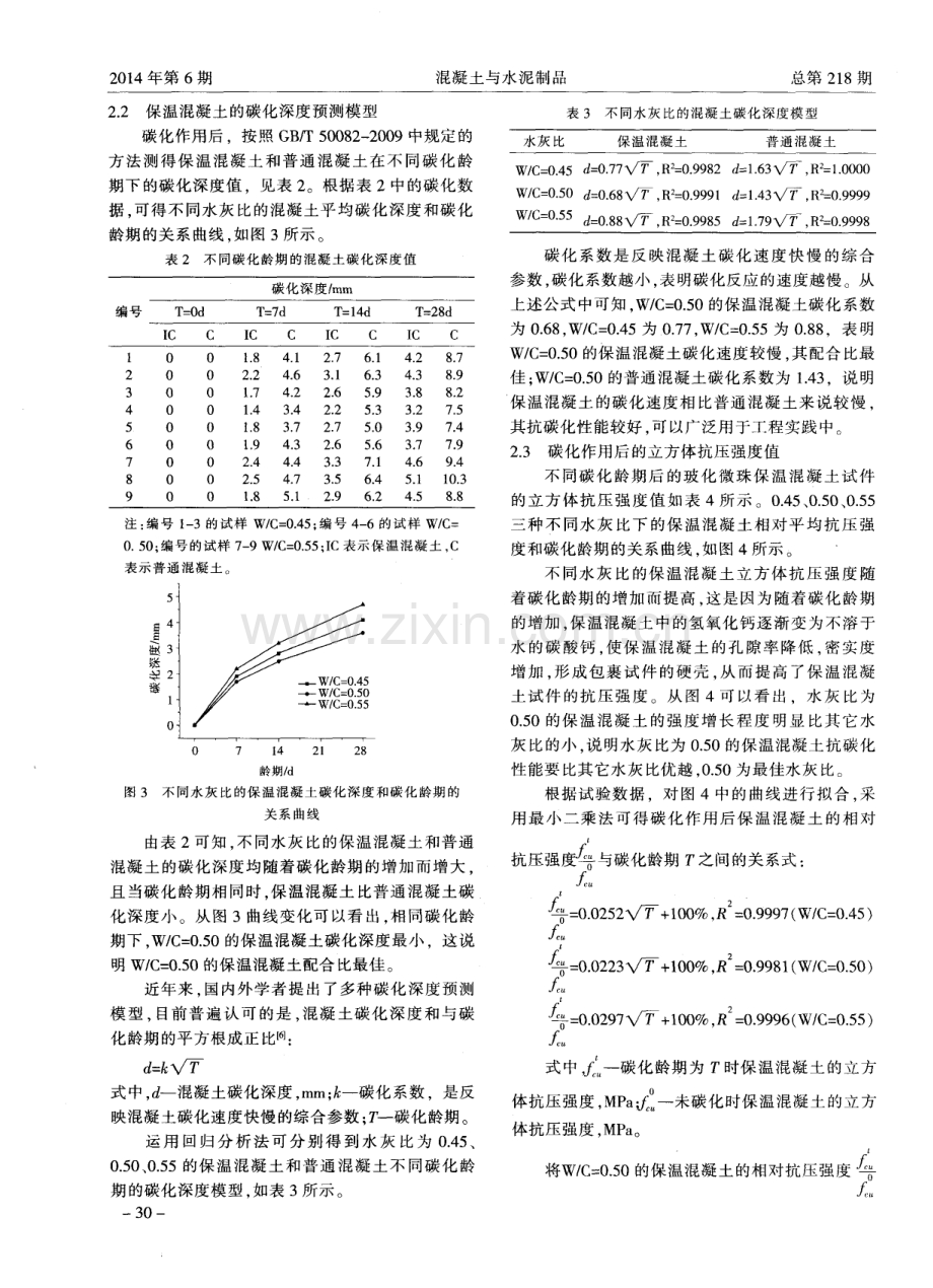 碳化作用下玻化微珠保温混凝土碳化深度及强度变化试验研究.pdf_第3页