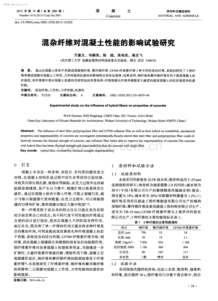 混杂纤维对混凝土性能的影响试验研究.pdf_第1页