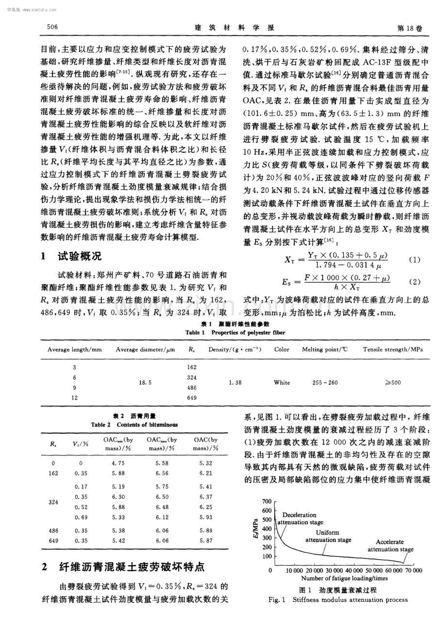 纤维沥青混凝土疲劳性能试验及寿命计算方法.pdf_第2页