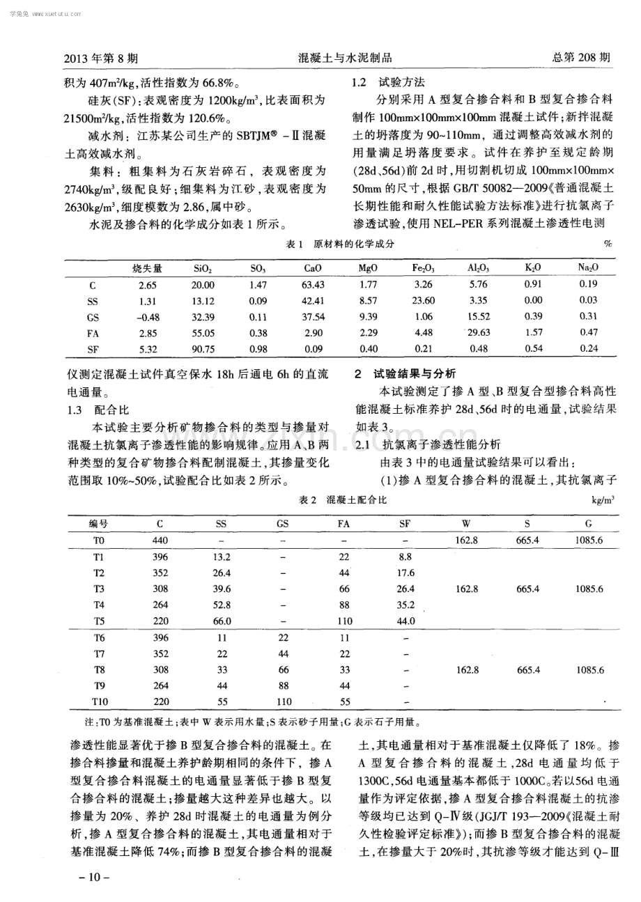 含钢渣复合掺合料对高性能混凝土抗氯离子渗透性能的影响.pdf_第2页