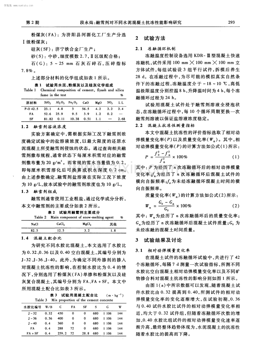 融雪剂对不同水泥混凝土抗冻性能影响研究.pdf_第2页