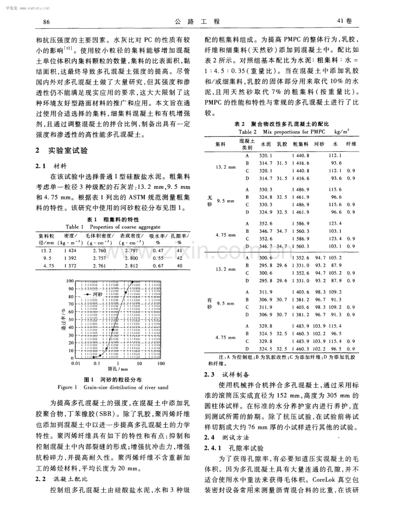 高性能聚合物改性多孔混凝土渗透性与强度研究.pdf_第2页