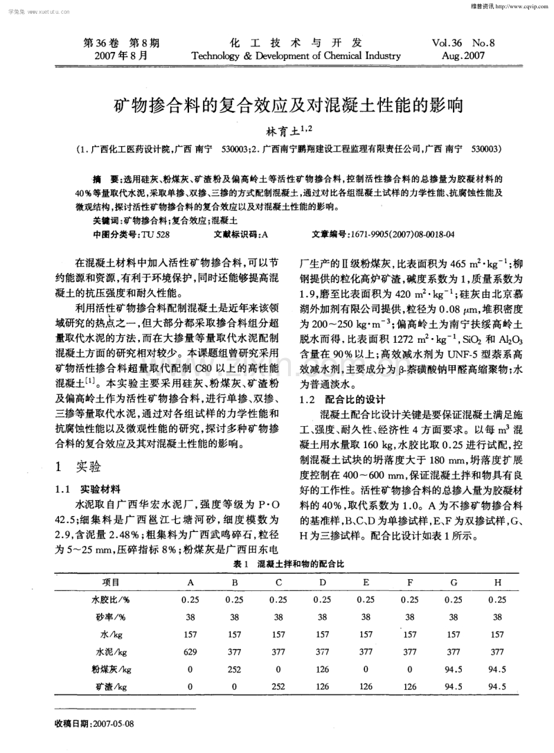 矿物掺合料的复合效应及对混凝土性能的影响.pdf_第1页