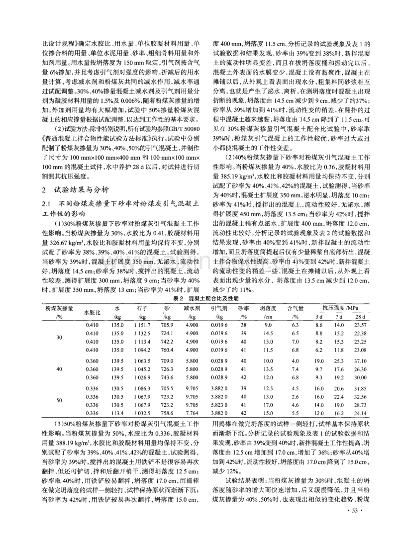 砂率对粉煤灰引气混凝土性能影响.pdf_第2页