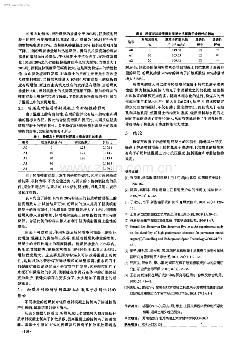 粉煤灰对矿用炉渣喷射混凝土性能影响.pdf_第3页