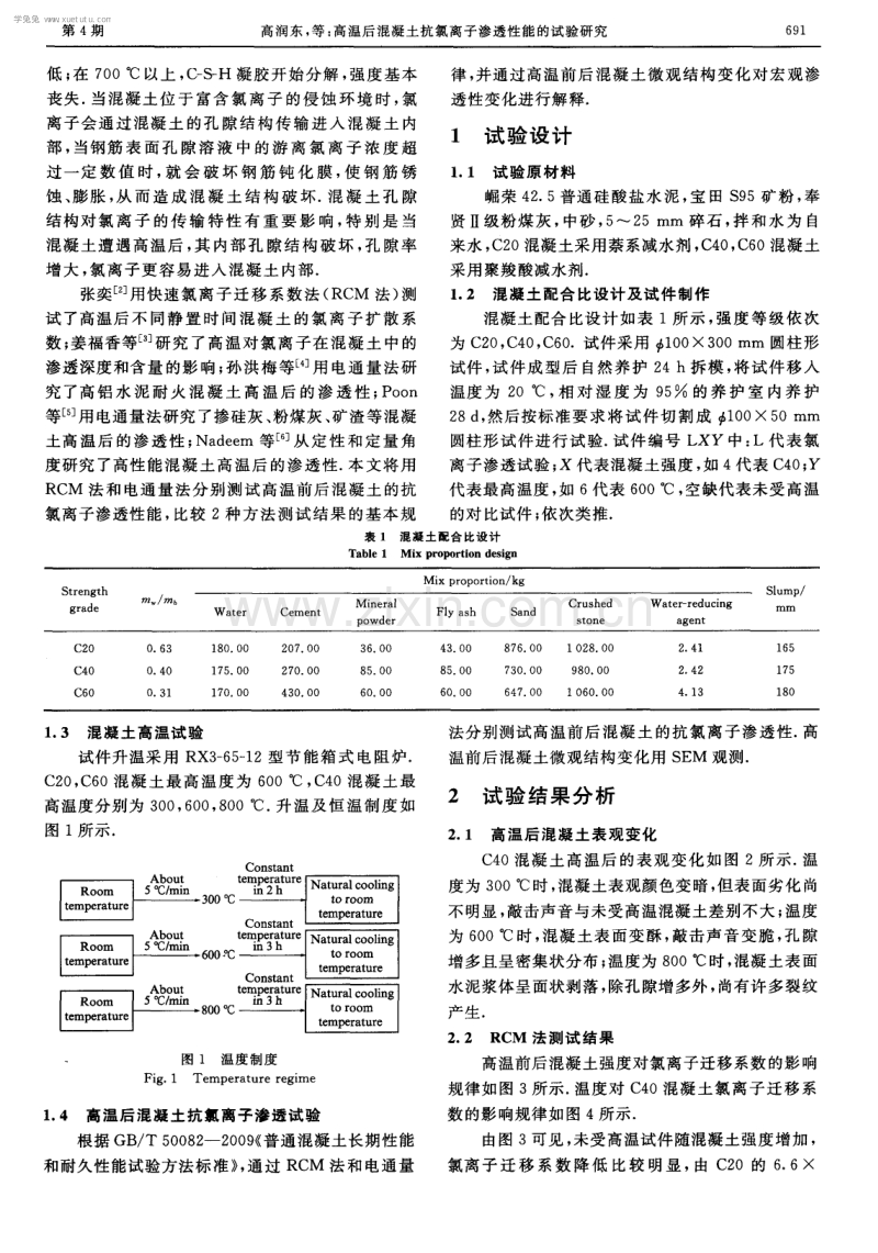 高温后混凝土抗氯离子渗透性能的试验研究.pdf_第2页