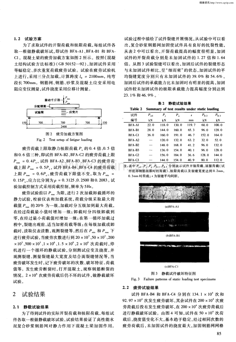 复合砂浆钢筋网加固钢筋混凝土梁静力和疲劳性能试验研究.pdf_第3页